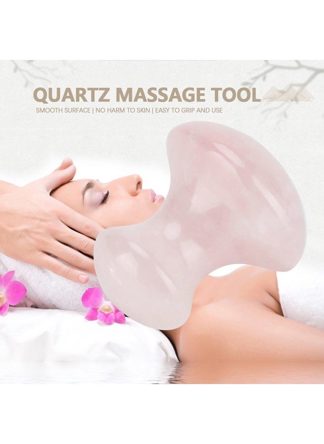 Akozon - Stone Sha Scraping Massage Tool, Rose Quartz Crystal Massage Stone Scraping Massage Tool Mushroom Shaped for Eye Face Neck Beauty Spa Relaxing Massage Stone - Image 1