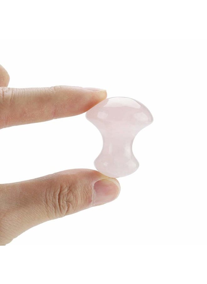 Akozon - Stone Sha Scraping Massage Tool, Rose Quartz Crystal Massage Stone Scraping Massage Tool Mushroom Shaped for Eye Face Neck Beauty Spa Relaxing Massage Stone - Image 1