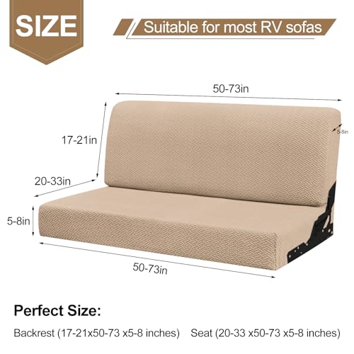 YUJIASH RV Couch Covers for Sofa Bed,2-Piece Backrest and Seat Slip Covers,for Jackknife Sofa,rv Furniture Cover (Khaki) - Image 3