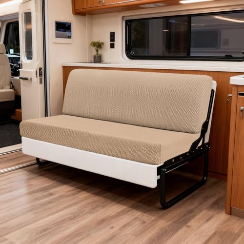 YUJIASH RV Couch Covers for Sofa Bed,2-Piece Backrest and Seat Slip Covers,for Jackknife Sofa,rv Furniture Cover (Khaki) - Image 2
