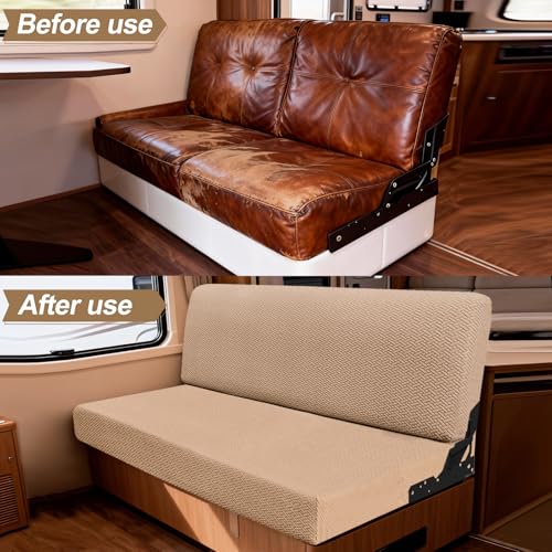 YUJIASH RV Couch Covers for Sofa Bed,2-Piece Backrest and Seat Slip Covers,for Jackknife Sofa,rv Furniture Cover (Khaki) - Image 4