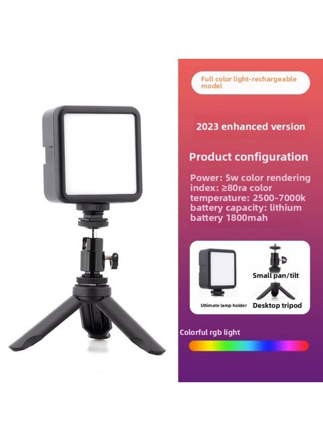 Mini Portable Fill Light RGB Full Color Selfie Phone Camera Pocket Led Small Vlog Handheld Soft Light-Specifications:No.28 【RGB Full Color Enhancement】 Small Yuntai - Image 1