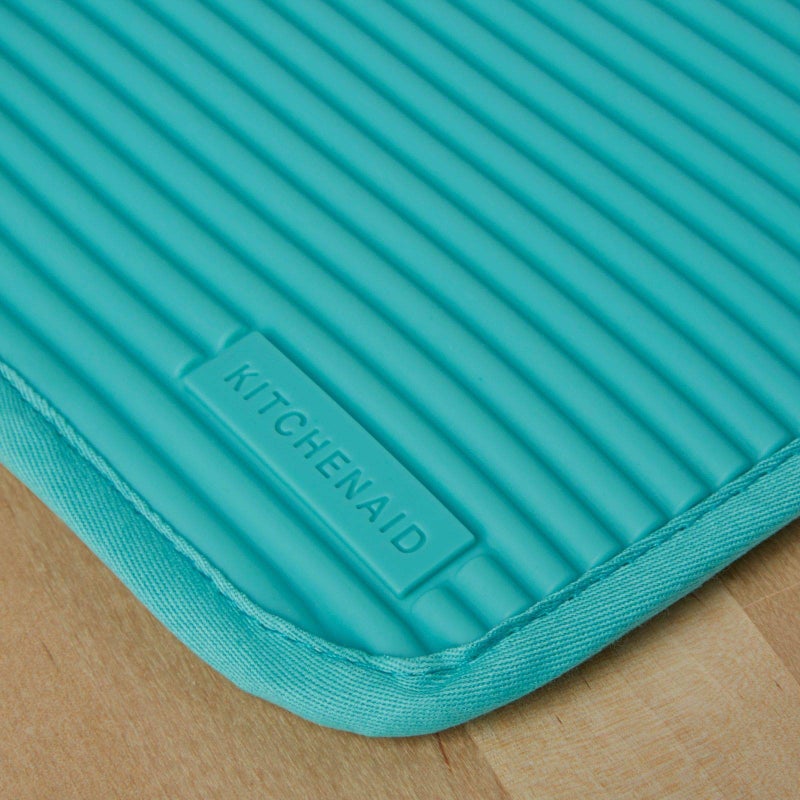 KitchenAid Ribbed Soft Silicone Pot Holder 2-Pack Set, Aqua Sky, 7"x9" - Image 2