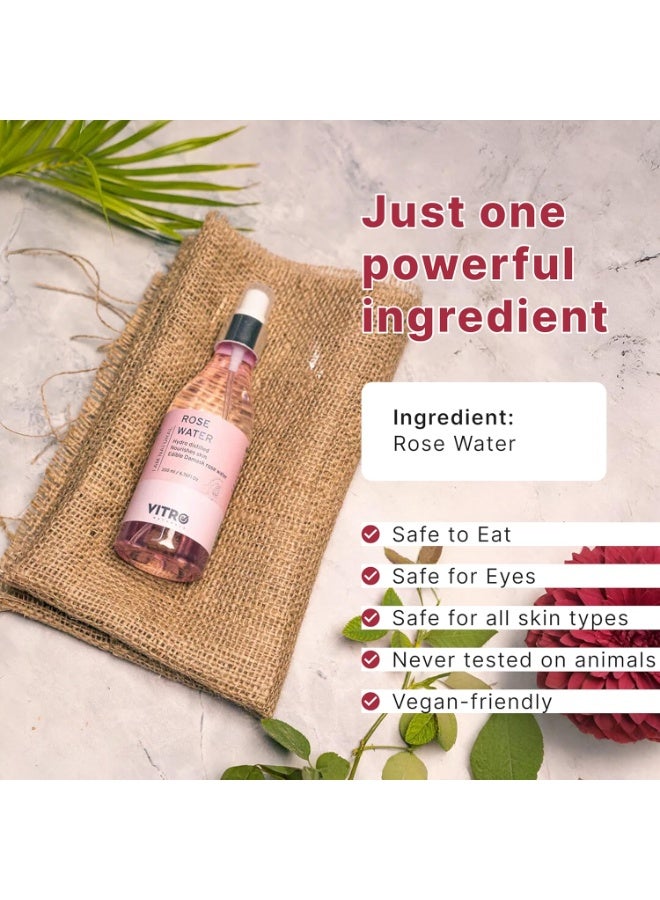 VITRO Rose Water Spray for Face 200ml | Pure Gulab Jal | No Additives, Chemicals, or Preservatives | Natural Toner for Hydrated, Glowing Skin | Hydro Distilled - Image 5