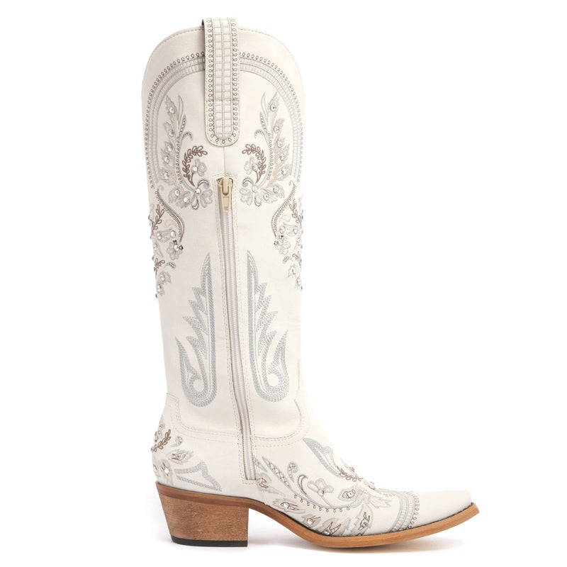 vodvob Western Cowboy Boots for Women Embroidered Rhinestones Knee High Cowgirl Boots Pointed Toe Chunky Heel Fashion Retro Classic Tall Boot - Image 3