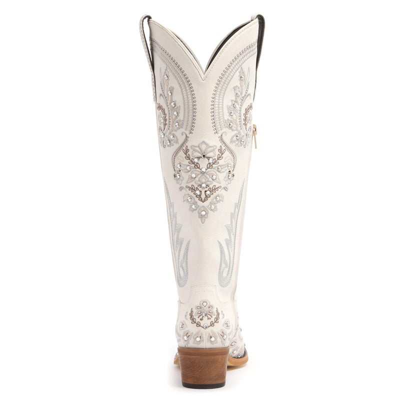 vodvob Western Cowboy Boots for Women Embroidered Rhinestones Knee High Cowgirl Boots Pointed Toe Chunky Heel Fashion Retro Classic Tall Boot - Image 5