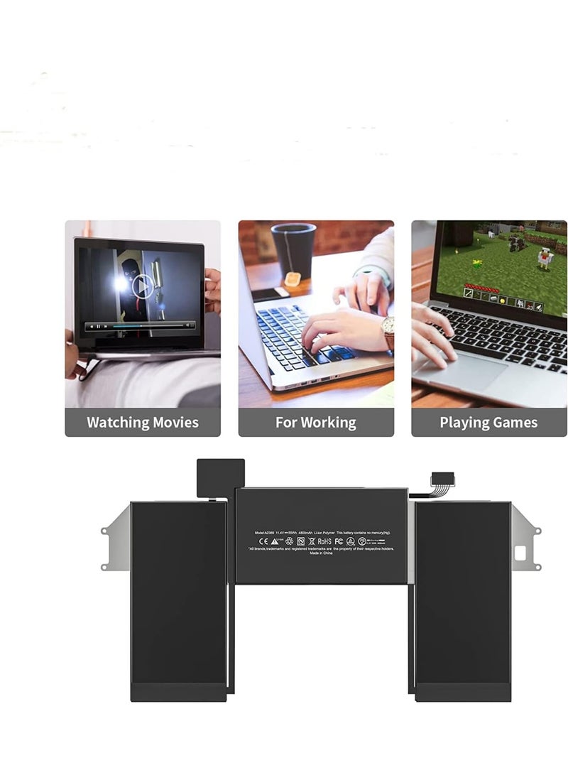 استبدال بطارية لابتوب A2337 A2389 متوافقة مع MacBook Air 13 بوصة A2337 M1 2020 EMC 3598 MGN53LL/A MGN83LL/B MGN93LL/A MG ND3LL/C MGN73LL/D MGNA3LL/E MGNE3LL - Image 2