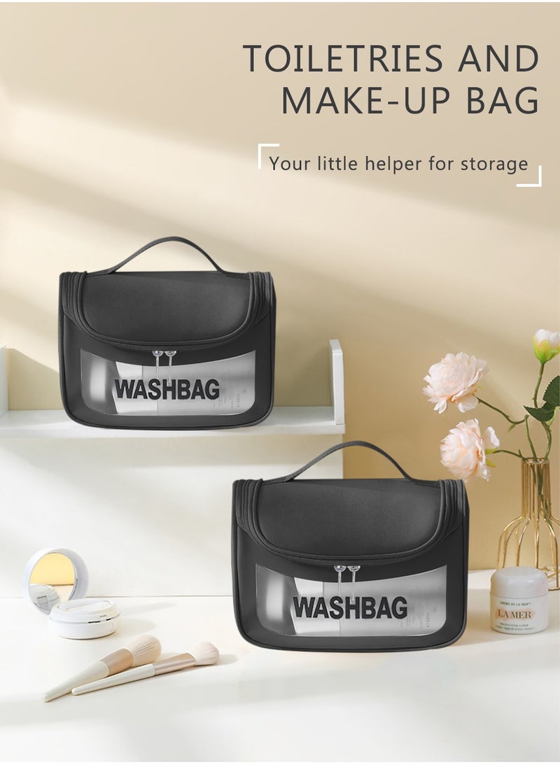 HomarKet Large Capacity Travel Cosmetic Bag,Multifunctional Storage Travel Makeup Bags,Compartment Cosmetic Toiletries Bag Travel Cosmetic Cases Waterproof Portable Makeup Pouch for Women Girls Men, Black  - Image 5