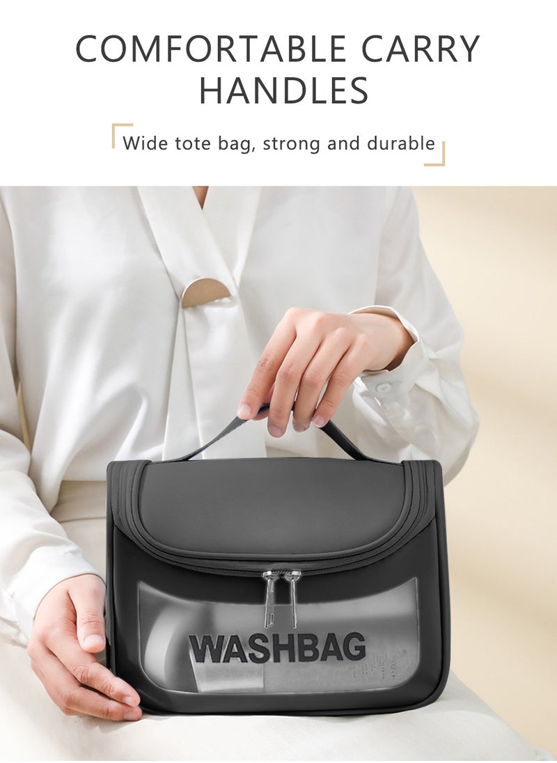 HomarKet Large Capacity Travel Cosmetic Bag,Multifunctional Storage Travel Makeup Bags,Compartment Cosmetic Toiletries Bag Travel Cosmetic Cases Waterproof Portable Makeup Pouch for Women Girls Men, Black  - Image 4