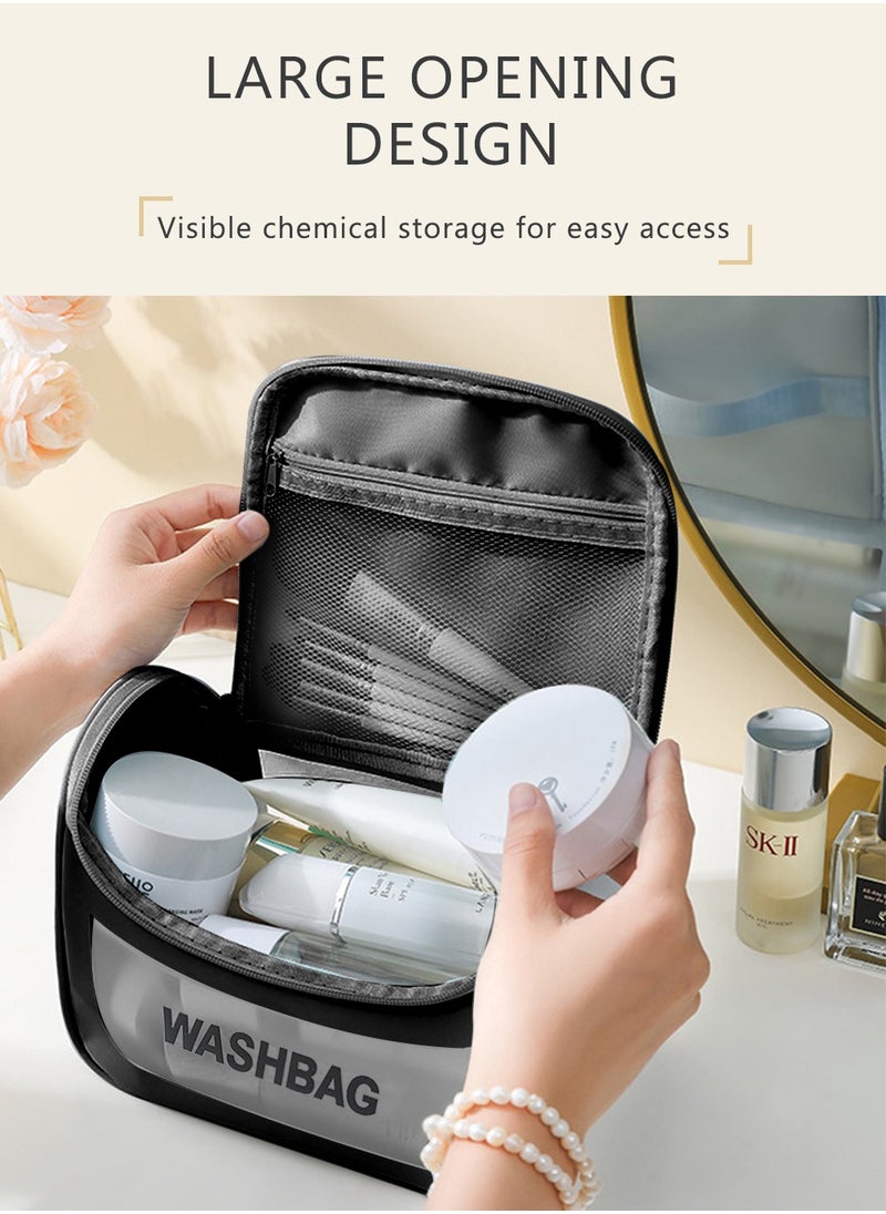 HomarKet Large Capacity Travel Cosmetic Bag,Multifunctional Storage Travel Makeup Bags,Compartment Cosmetic Toiletries Bag Travel Cosmetic Cases Waterproof Portable Makeup Pouch for Women Girls Men, Black  - Image 1