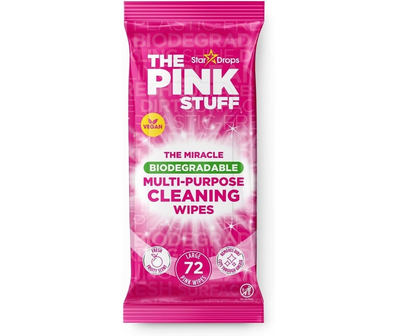 The Pink Stuff Multipurpose Cleaning Wipes 72 Large Wipes for Kitchen Bathroom Glass Appliances and Household Surfaces