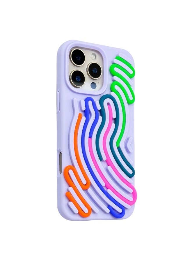 NIBEMINENT Maze Liquid Silicone Protective TPU Case Cover For iPhone 16, Subtle Purple