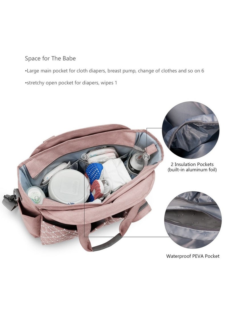 Aethvive Tote Diaper Bag, Multi-Function Baby Bag with Cup Holder, Travel Diaper Bag for Mom and Dad, Large Capacity Nursing Bag for Baby Care - Image 3
