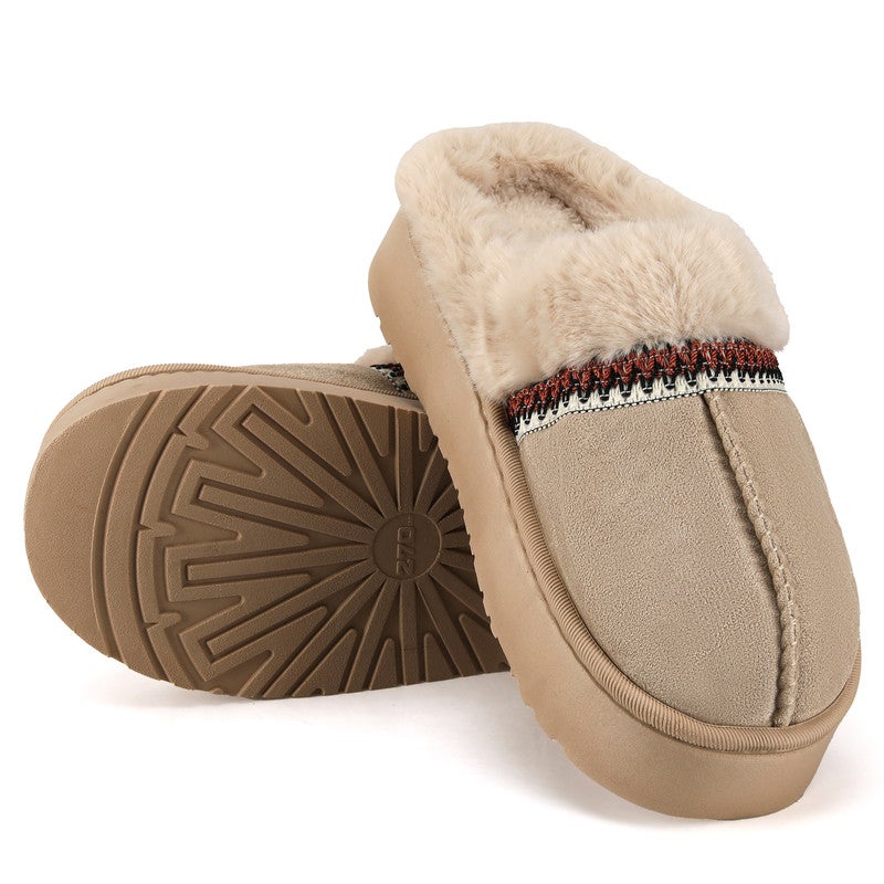 Lucky Kids Women’s Fuzzy Slippers, Indoor Plush Faux Fur House Shoes with Memory Foam, ,Cute Fluffy Home Shoes for Girls & Ladies Cozy Warm Indoor Slip-On Slippers with Non-Slip Sole - Image 1