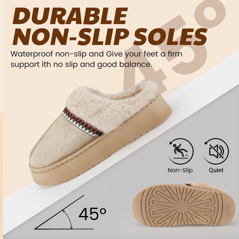 Lucky Kids Women’s Fuzzy Slippers, Indoor Plush Faux Fur House Shoes with Memory Foam, ,Cute Fluffy Home Shoes for Girls & Ladies Cozy Warm Indoor Slip-On Slippers with Non-Slip Sole - Image 4