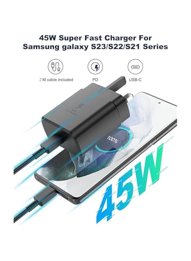 Concretization 45W Fast Charger for Samsung Galaxy Charger Head,With 2m Type C Charging Cable, S23 Ultra S23 Plus S23 S23 S22 Ultra S22 S21 Ultra S21 S21 A54 A53 A52 A32(6) Black  - Image 2