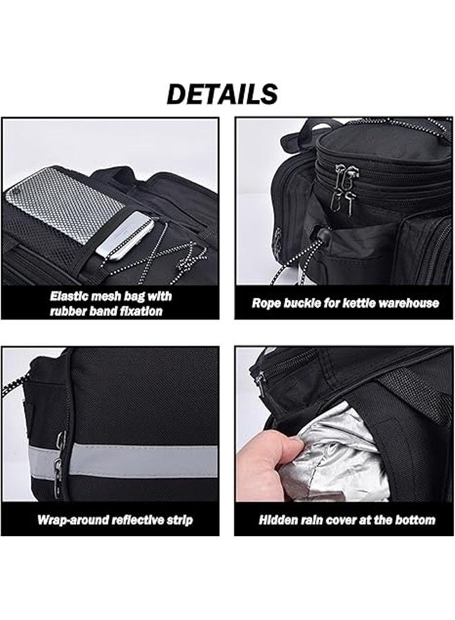 Generic Mountain Bike Saddle Bag 35x26x8cm,Adjustable Bike Bag, 360° Reflective Strips, Multi-Functional Bicycle Saddle Bag for Grocery Shopping, Commuting, Cycling & Travel, Handheld & Crossbody Design  - Image 5