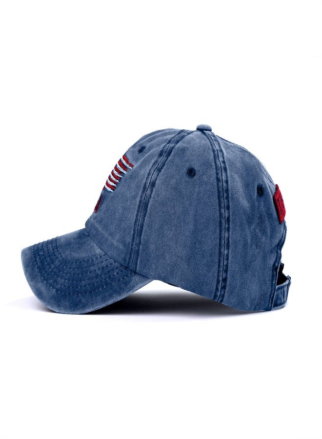 Aavjo , Denim Cotton Baseball Head Cap with Adjustable Buckle for Men Women Adults - Small Flag (Small Flag - Blue) - Image 3
