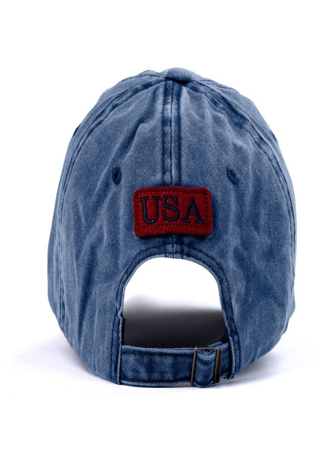 Aavjo , Denim Cotton Baseball Head Cap with Adjustable Buckle for Men Women Adults - Small Flag (Small Flag - Blue) - Image 4