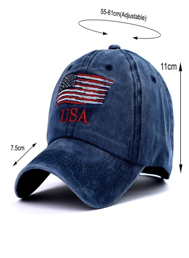 Aavjo , Denim Cotton Baseball Head Cap with Adjustable Buckle for Men Women Adults - Small Flag (Small Flag - Blue) - Image 2