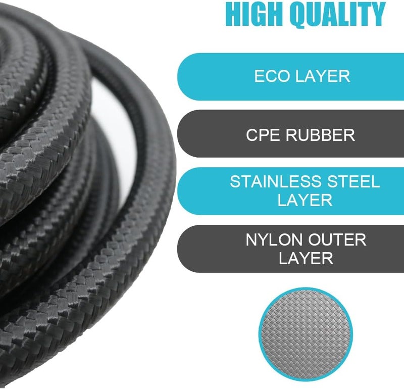 Byredio 8AN 1/2" Fuel Line Hose 10FT Braided Nylon Stainless Steel High-Pressure Transmission Cooler Hose - Image 2