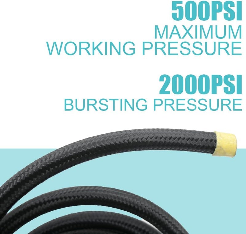 Byredio 8AN 1/2" Fuel Line Hose 10FT Braided Nylon Stainless Steel High-Pressure Transmission Cooler Hose - Image 3