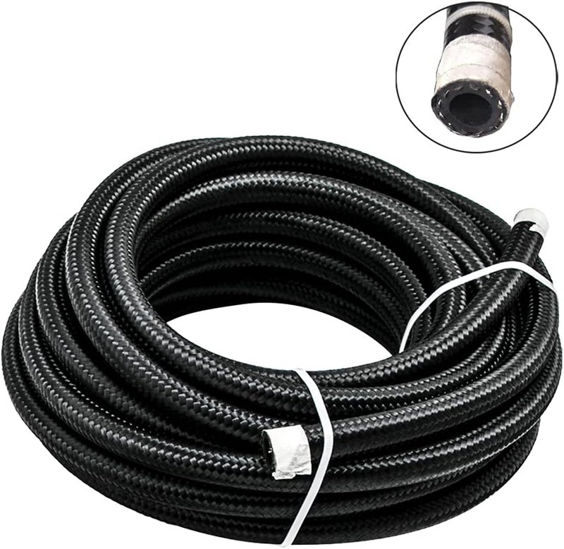 Byredio 8AN 1/2" Fuel Line Hose 10FT Braided Nylon Stainless Steel High-Pressure Transmission Cooler Hose - Image 1
