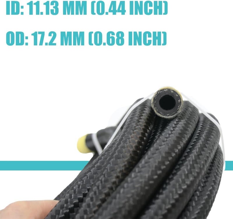 Byredio 8AN 1/2" Fuel Line Hose 10FT Braided Nylon Stainless Steel High-Pressure Transmission Cooler Hose - Image 5