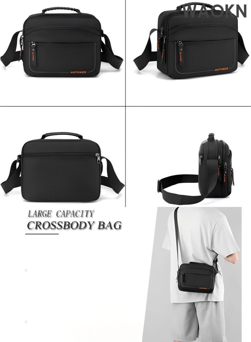 WAOKN Small Messenger Bag Crossbody Bags for Men and Women , Shoulder Bag Sling Bag , Travel Bag for Work Business Satchel Bags Small Carry Bags Purse , waterproof material ，Fashionably Simple ,unisex , (Black) . - Image 4