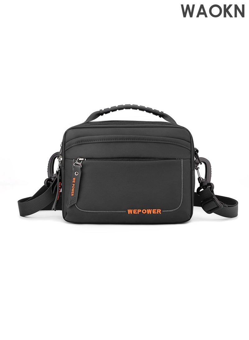WAOKN Small Messenger Bag Crossbody Bags for Men and Women , Shoulder Bag Sling Bag , Travel Bag for Work Business Satchel Bags Small Carry Bags Purse , waterproof material ，Fashionably Simple ,unisex , (Black) . - Image 1