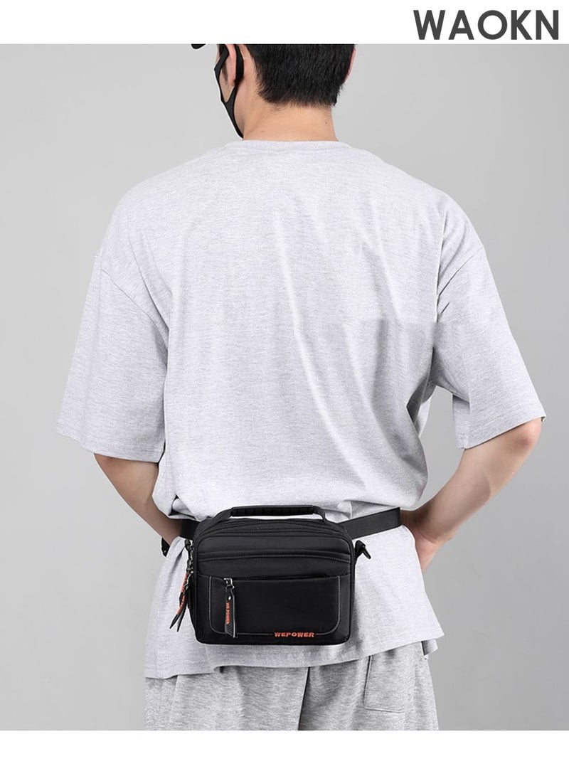 WAOKN Small Messenger Bag Crossbody Bags for Men and Women , Shoulder Bag Sling Bag , Travel Bag for Work Business Satchel Bags Small Carry Bags Purse , waterproof material ，Fashionably Simple ,unisex , (Black) . - Image 3