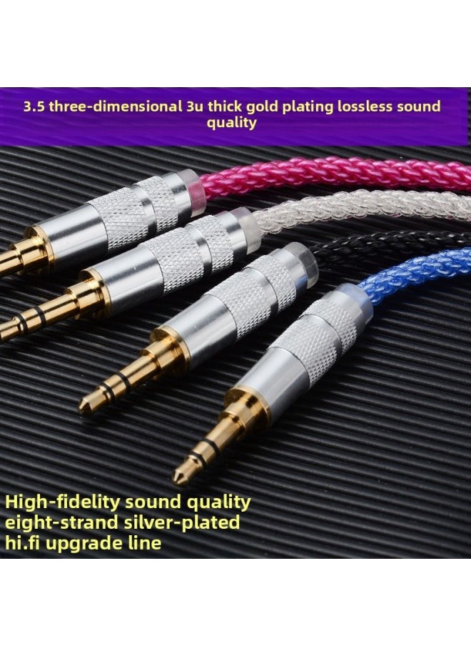 Silver-plated Earphone Wire 3.5 Gold-plated Plug 8-strand 152 Core Braided Silver-plated Wire Mmcx Shure Wire 0.78 Double Needle Wire-Color:Transparent Red Mmcx-Length:1.25 M  - Image 3