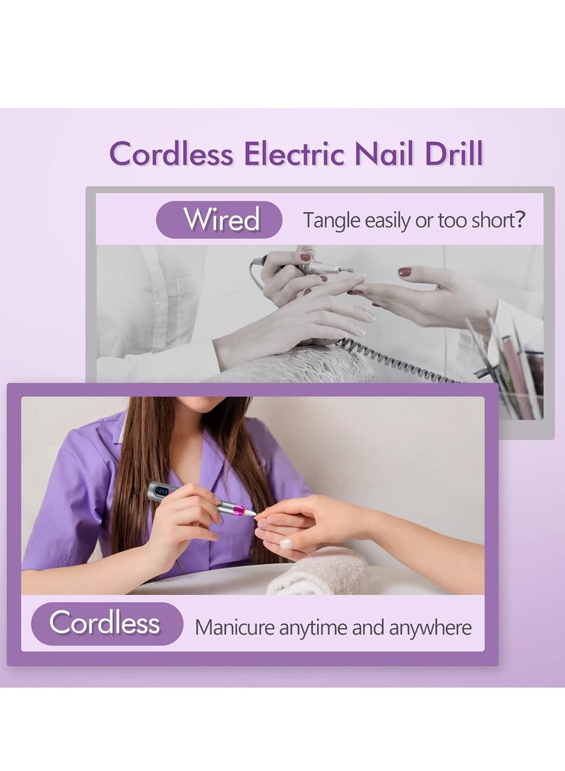 JOSQUEWNN Electric Nail Drill, Professional Manicure Pedicure Kit, Cordless Electric Nail File Set, Rechargeable Pedicure Tools For Nails, 3 Speeds Hand Foot Care Nail Drill,With The Wireless Charging Base,36 Sanding Bands Set. - Image 5