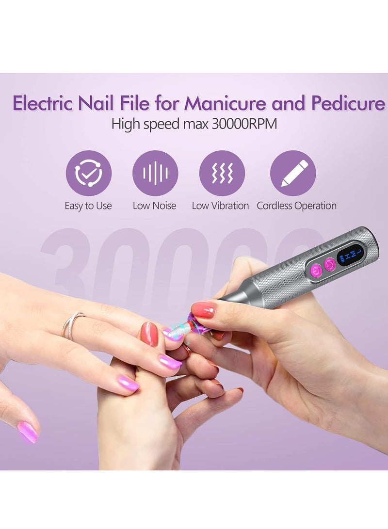 JOSQUEWNN Electric Nail Drill, Professional Manicure Pedicure Kit, Cordless Electric Nail File Set, Rechargeable Pedicure Tools For Nails, 3 Speeds Hand Foot Care Nail Drill,With The Wireless Charging Base,36 Sanding Bands Set. - Image 2