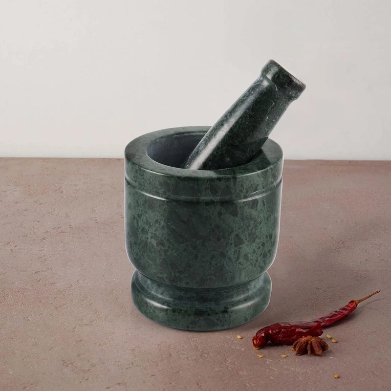 RDK Mortar & Pestle Set or Ohkli Musal or Kharal or Idi Kallu or Khal Musal or Khalbatta or Spice Grinder-Grande-5x5inches - Marble (RDK-GB) - Image 5