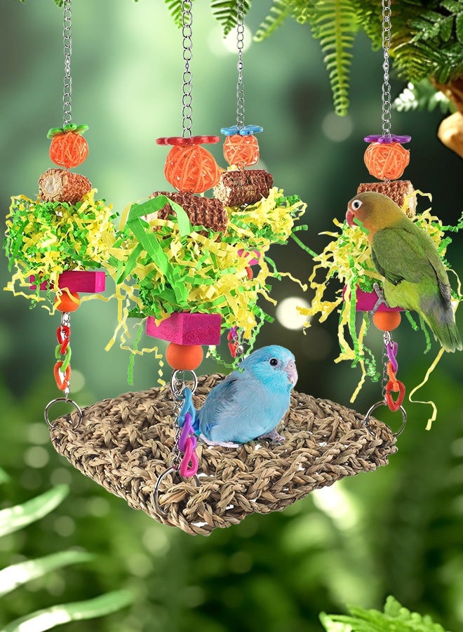 Soft Touch Bird Toy, Conure Toy, Bird Hammock, Bird Swing for Cage, Seagrass Woven Hammock Swing Mat for Lovebirds, Cockatiel, Budgie and Other Small to Middle Birds - Image 2