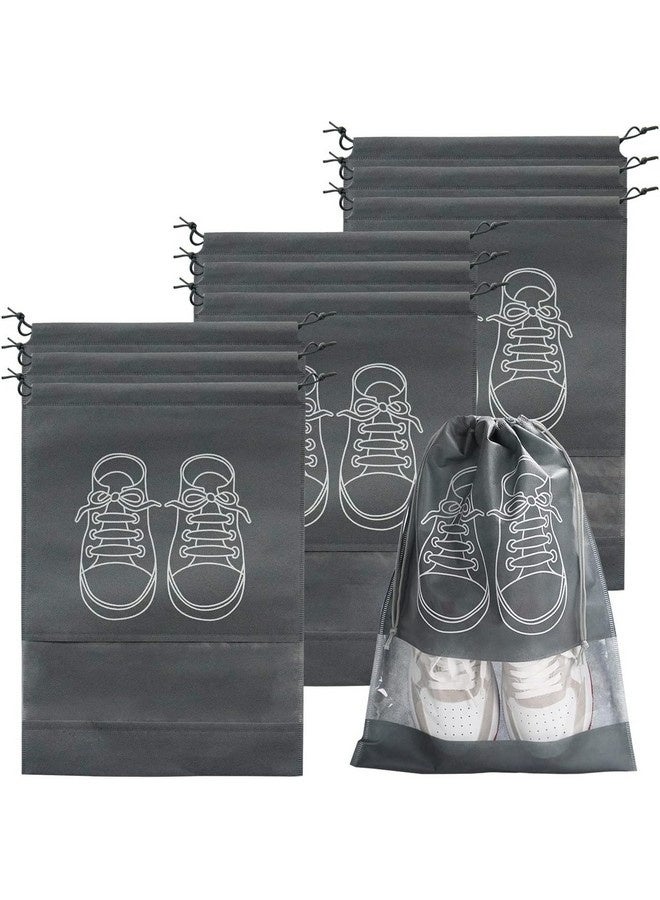 بيوينتي 10 قطع حقيبة أحذية سفر محمولة بحبل، حقائب أحذية غير منسوجة مع نوافذ شفافة، حقيبة تنظيم أحذية مقاومة للغبار للرجال والنساء (32 * 44 سم) - Image 1