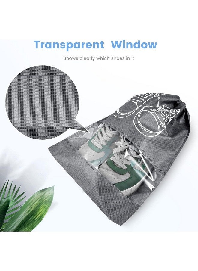 بيوينتي 10 قطع حقيبة أحذية سفر محمولة بحبل، حقائب أحذية غير منسوجة مع نوافذ شفافة، حقيبة تنظيم أحذية مقاومة للغبار للرجال والنساء (32 * 44 سم) - Image 3
