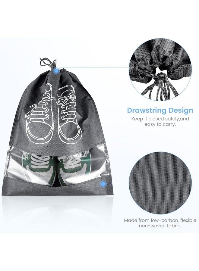 بيوينتي 10 قطع حقيبة أحذية سفر محمولة بحبل، حقائب أحذية غير منسوجة مع نوافذ شفافة، حقيبة تنظيم أحذية مقاومة للغبار للرجال والنساء (32 * 44 سم) - Image 5