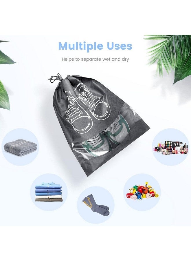 بيوينتي 10 قطع حقيبة أحذية سفر محمولة بحبل، حقائب أحذية غير منسوجة مع نوافذ شفافة، حقيبة تنظيم أحذية مقاومة للغبار للرجال والنساء (32 * 44 سم) - Image 4