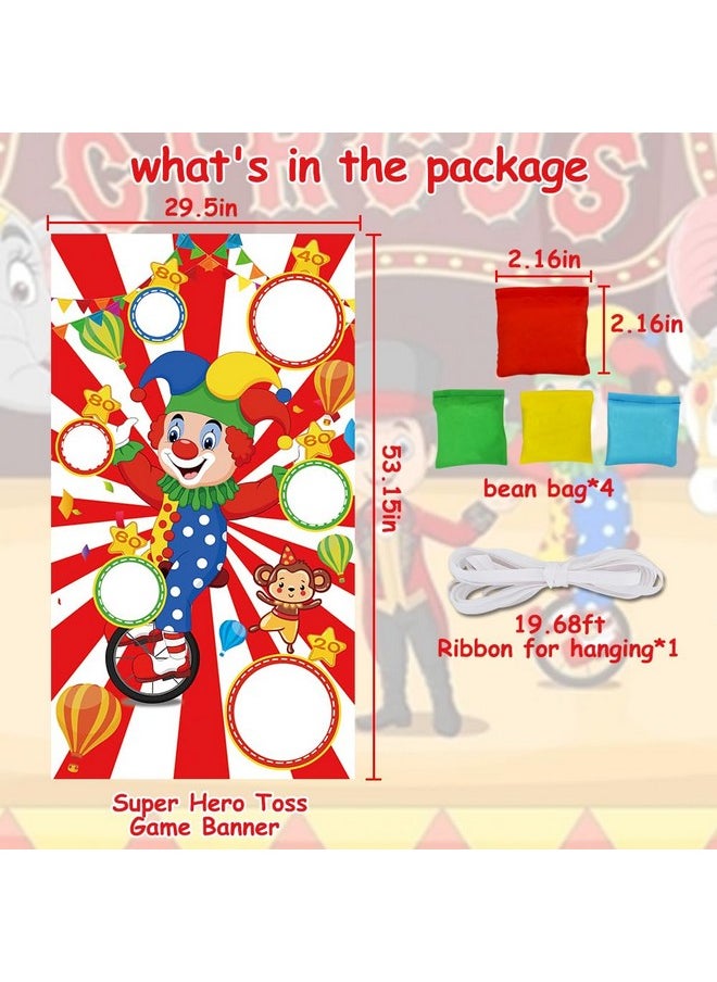 TONIFUL Carnival Toss Game Banner With 4 Bean Bags 6 Holes For Party, Indoor Outdoor Activities,Throwing Carnival Theme Party,Boys Kids Teens Adults Birthday  - Image 2