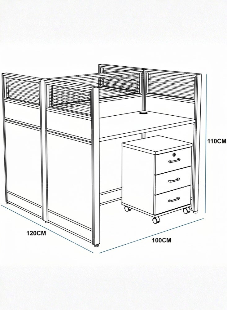 Karnak Neeya 2 Person Office Workstation Desk with Privacy Screen & Storage Drawers Computer Laptop Table for Home & Office (Coffee) - Image 5