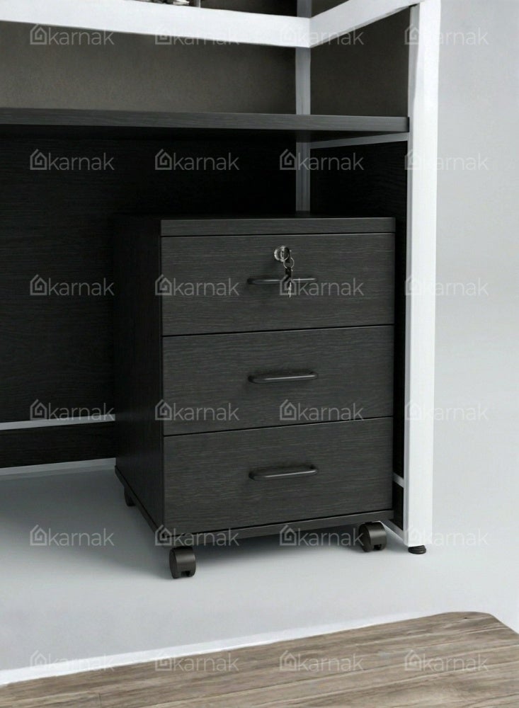 Karnak Neeya 2 Person Office Workstation Desk with Privacy Screen & Storage Drawers Computer Laptop Table for Home & Office (Coffee) - Image 3