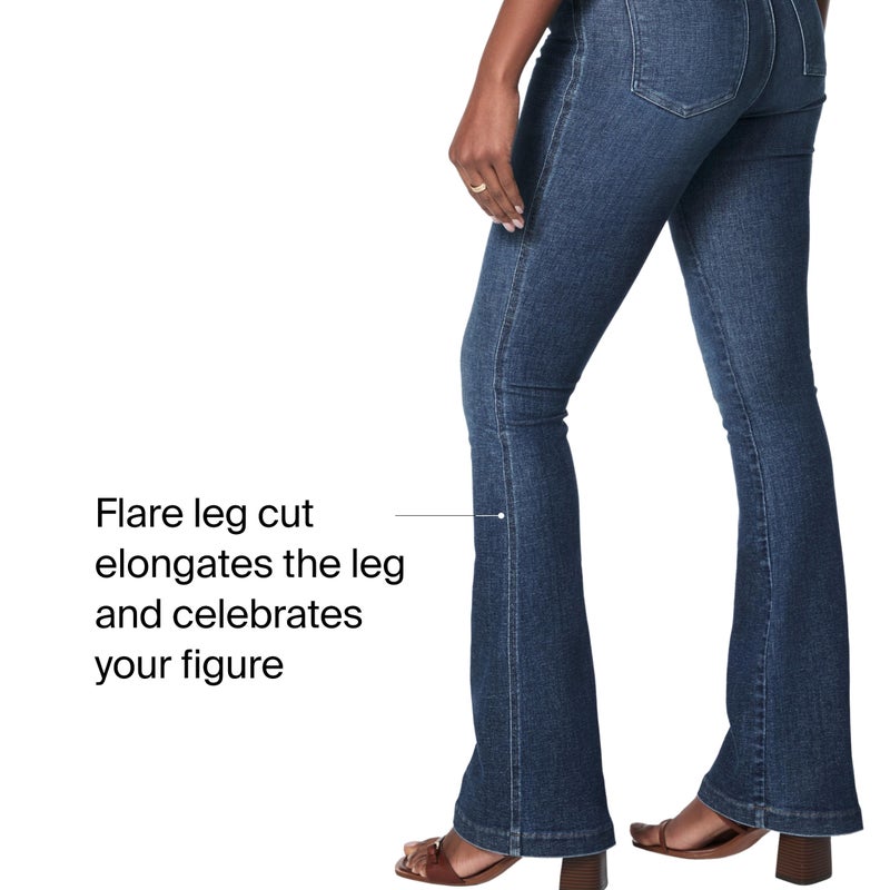 SPANX SPANXshape Original EveryWear Flare Jeans - Core Shaping for Women - High-Rise - Pull-On Denim - Authentic Blue - Medium - Image 4