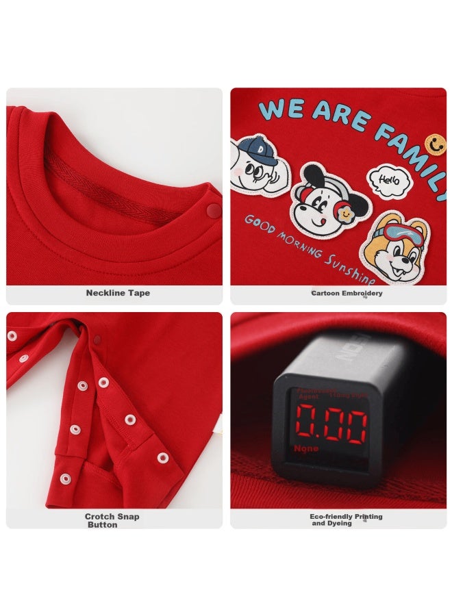 Duuduu Baby Clothes Boys Romper Autumn Long Sleeve Newborn Cartoon Jumpsuit Outfits Red 73cm - Image 3