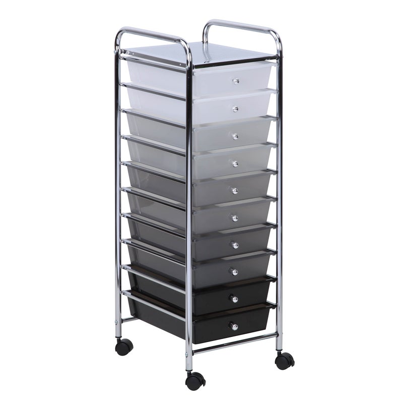 HoneyCanDo 10 Drawer Cart Shaded CRT05255 Assorted