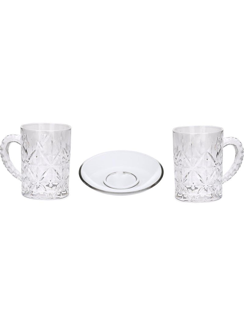 Somil Combo Set of 2 Beer Glasses and 1 Snack Plate Transparent Glass Set of 3 Glass Size 85 X 12 X 115 Cm Plate Size 13 X 13 X 2 Cm - Image 1