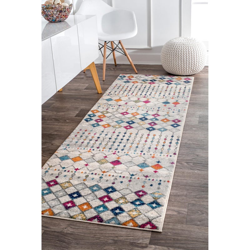nuLOOM 2x6 Moroccan Blythe Area Rug Multicolor Faded Bohemian Design Stain Resistant For Bedroom Dining Room Living Room Hallway Office Kitchen Entryway