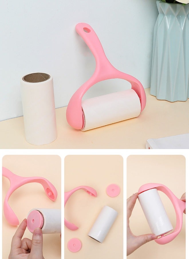 Home Tool Hair Lint Roller Dust Removal Drum Detachable With 3 Refills Pink/White Roller Refills Remover Kit - Image 2
