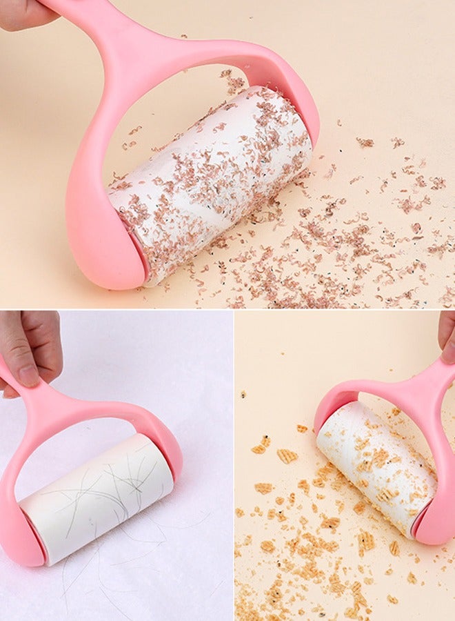 Home Tool Hair Lint Roller Dust Removal Drum Detachable With 3 Refills Pink/White Roller Refills Remover Kit - Image 3